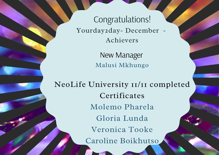 Yourday2day december achievers